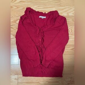 G.H. Bass Ruffled Magenta Cotton Cardigan